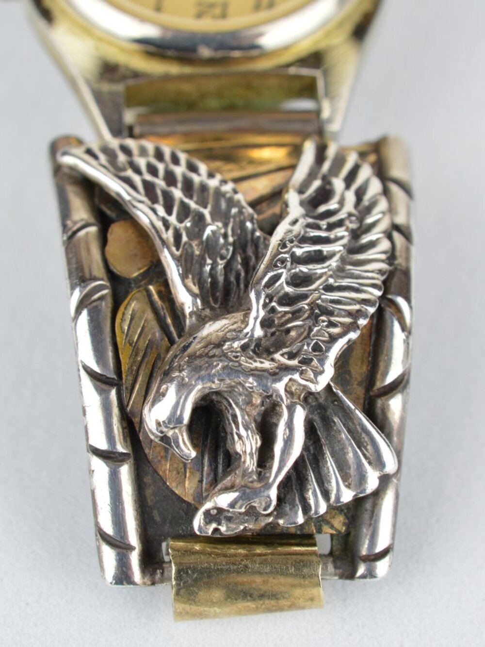 Navajo Luke Eagle Sterling Silver Watch Tips Vintage Signed LE Southwestern
